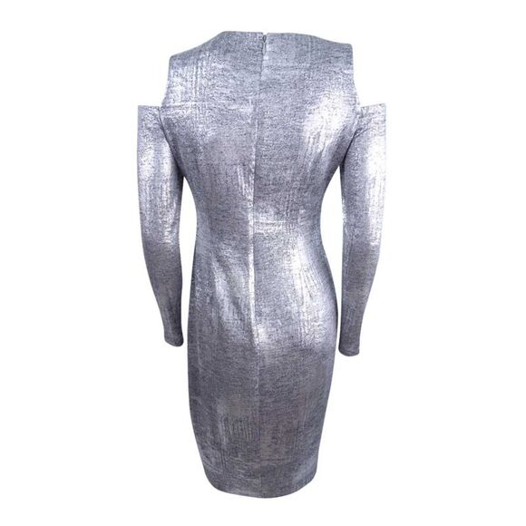 Calvin Klein Women's Cold-Shoulder Sheath Dress - Silver - Picture 2 of 2